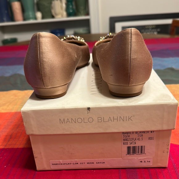 Manolo Blahnik Women's Nude satin hangisi flat size 41.5 - Picture 11 of 11